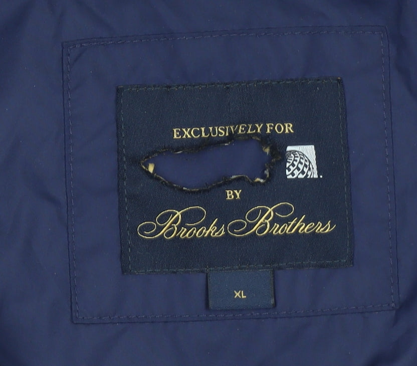 Brooks Brothers Womens Blue XL Puffer Jacket Hooded Polyester