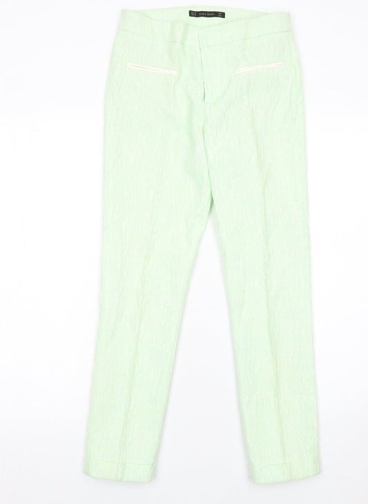 Zara Basic Women Green Slim Fit Trousers XS
