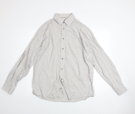 Marks and Spencer Men's Beige Check Long Sleeve Cotton Shirt 15.5in