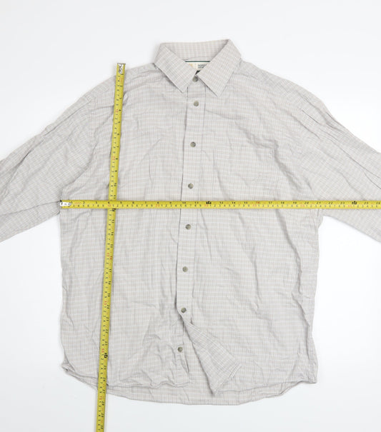 Marks and Spencer Men's Beige Check Long Sleeve Cotton Shirt 15.5in