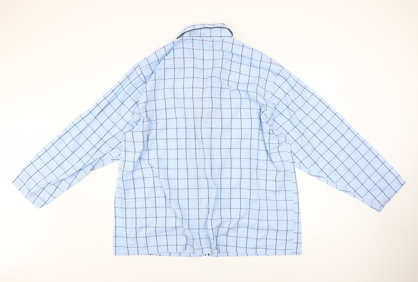 Dunnes Stores Men Blue Check Cotton Long Sleeve Pyjama Top 2XL