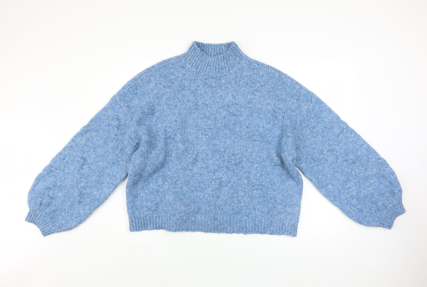 Vero Moda Women's Blue Mock Neck Chunky Knit Jumper M