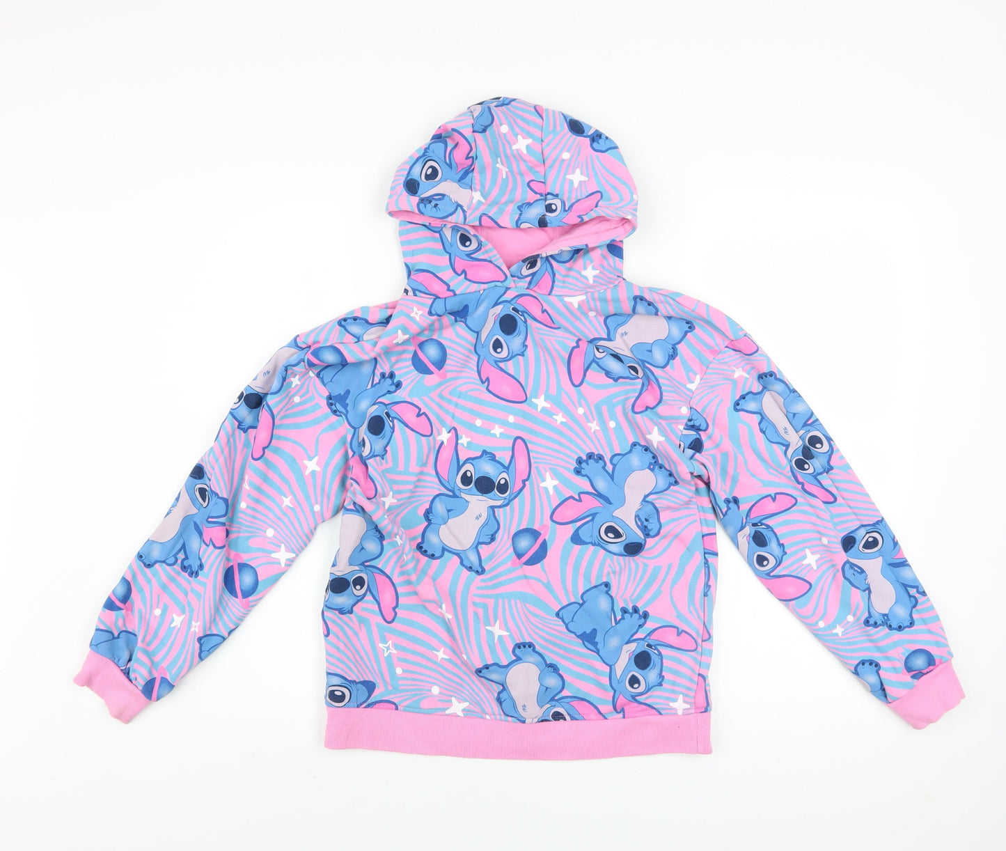 Primark Girls Pink Stitch Hoodie 11-12 Years Fleece Pullover Graphic Sweatshirt
