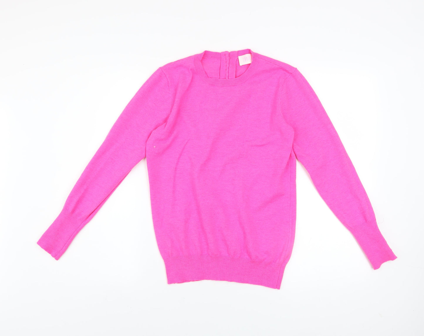 Savida Womens Pink Crew Neck Button Detail Long Sleeve Jumper Size 10