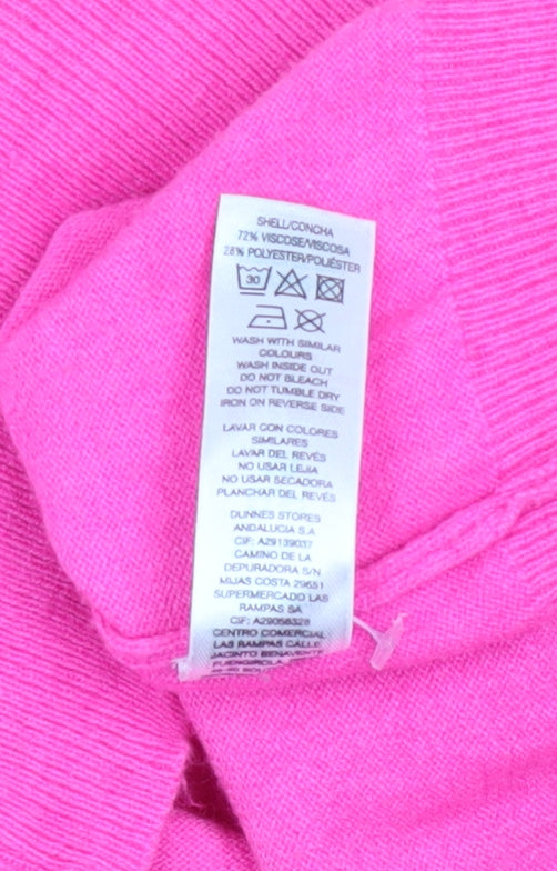 Savida Womens Pink Crew Neck Button Detail Long Sleeve Jumper Size 10