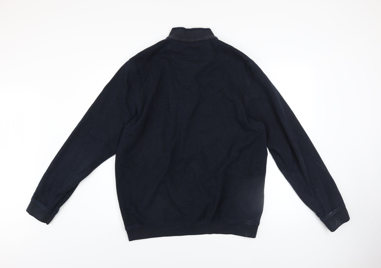 Bugatti Men's Blue 2XL High Neck Half Zip Cotton Jumper