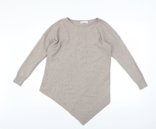 Gallery Women’s Beige Boat Neck Long Sleeve Pullover Jumper Size S