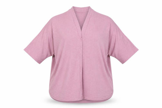 Front view of Gallery Women Pink Knit Kimono Sleeve Blouse UK Large