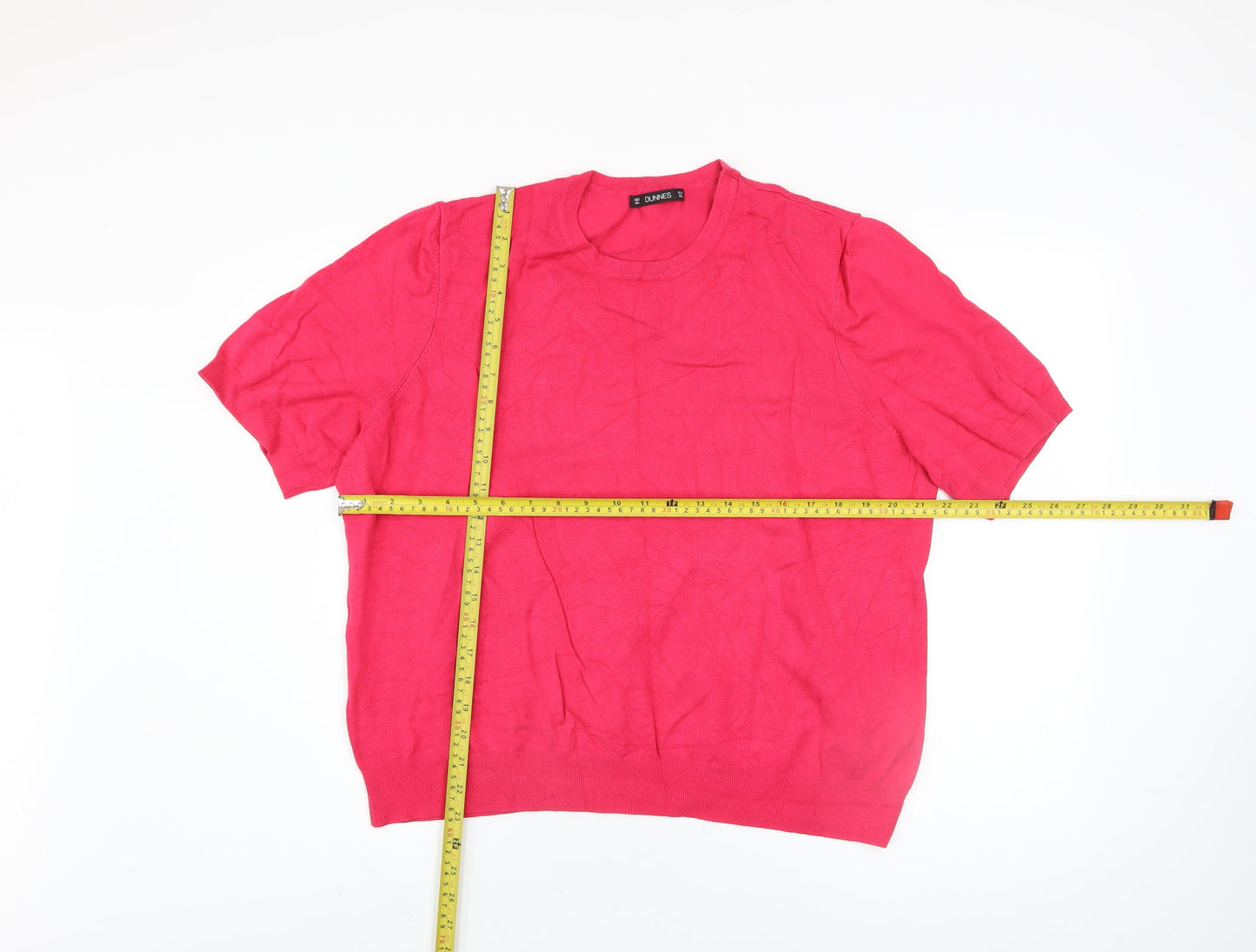 Dunnes Stores Women's Hot Pink Crew Neck Knit Jumper Size 2XL