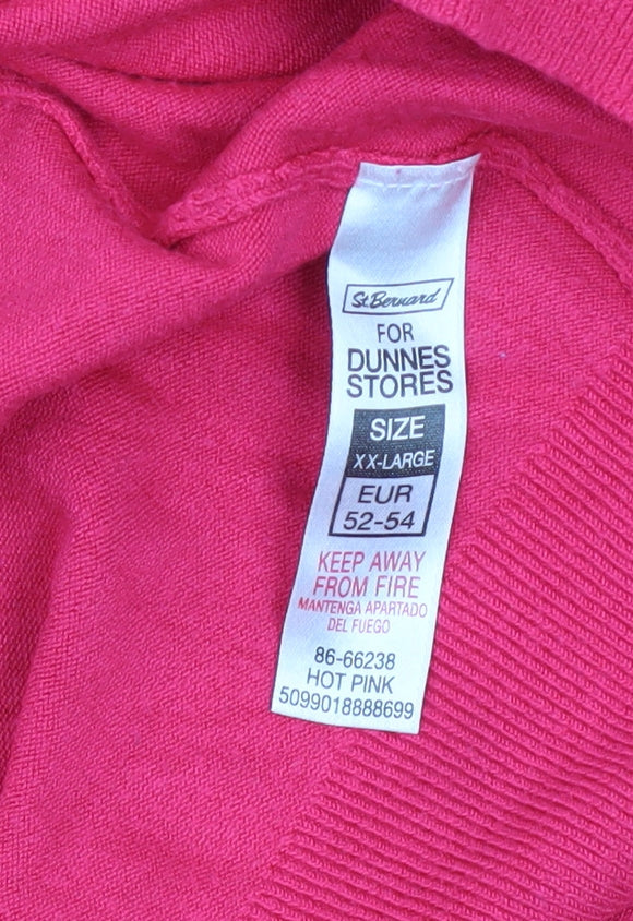 Dunnes Stores Women's Hot Pink Crew Neck Knit Jumper Size 2XL