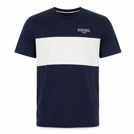 Diesel Men’s Blue White Colourblock Cotton T-Shirt Size S