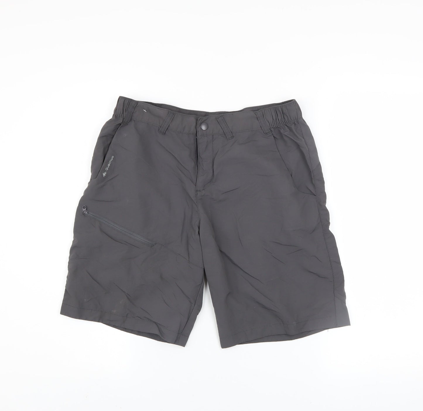 Quechua Men's Grey Cargo Shorts S Regular Fit Outdoor Quick Dry