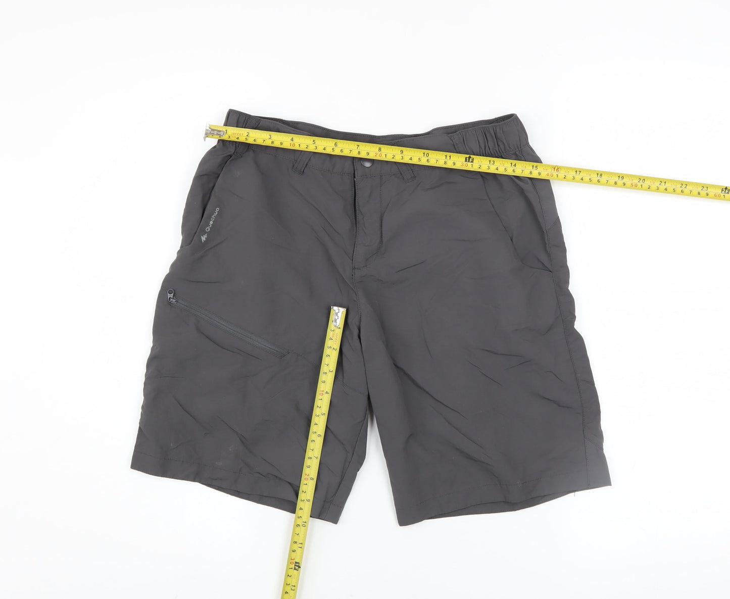 Quechua Men's Grey Cargo Shorts S Regular Fit Outdoor Quick Dry