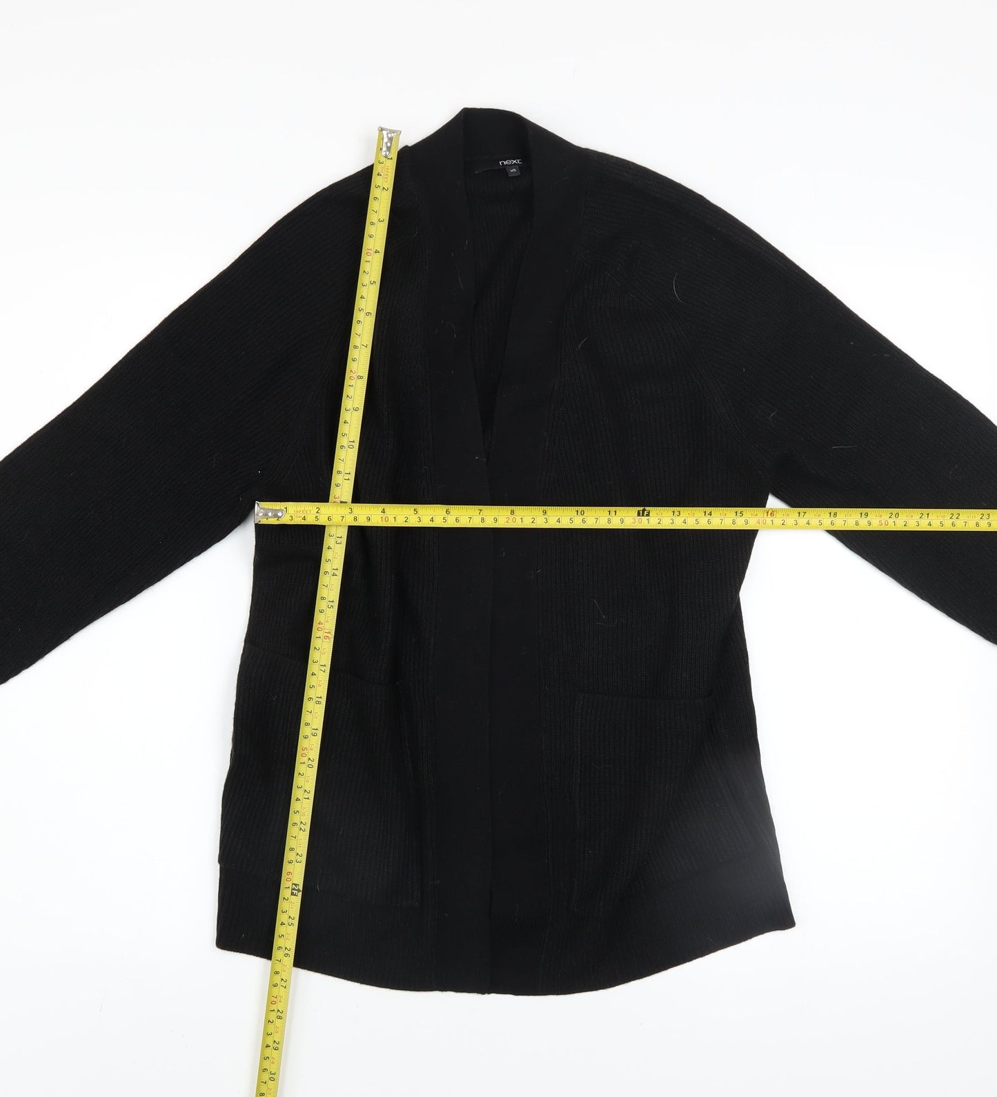 Next Women Black XS Knit Open Front Long Sleeve Cardigan