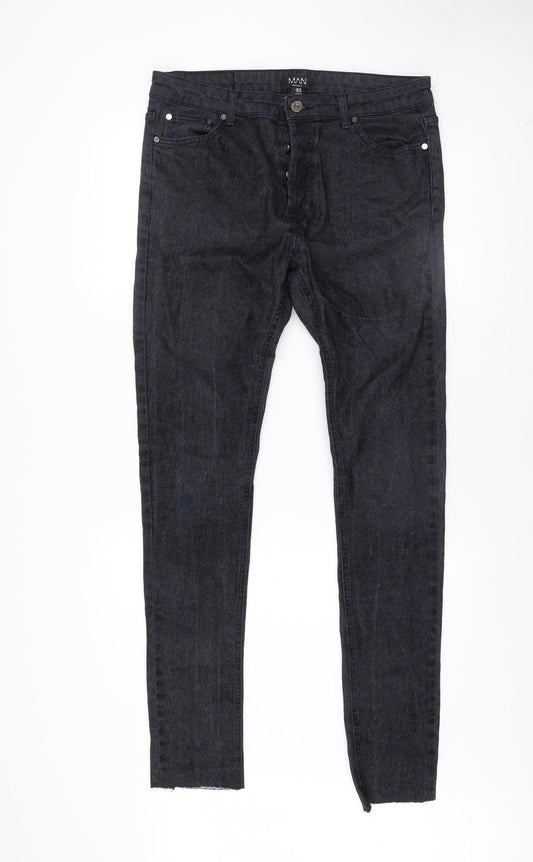 boohooMAN Men's Blue Skinny Fit Denim Jeans Size 34 Slim Fit