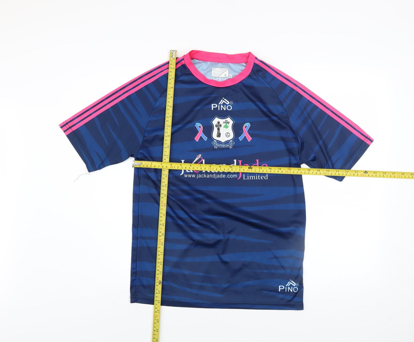 PINO Men's Blue Pink Short Sleeve Jersey Sports T-Shirt Size S