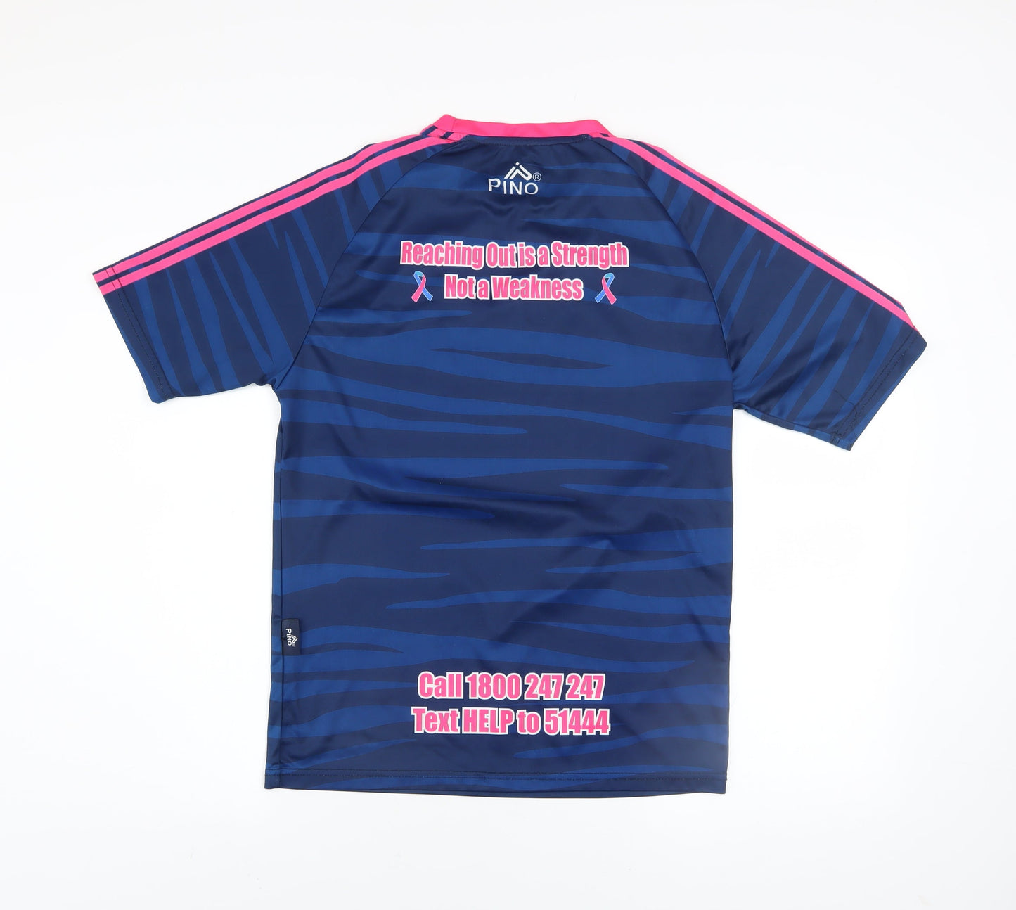 PINO Men's Blue Pink Short Sleeve Jersey Sports T-Shirt Size S