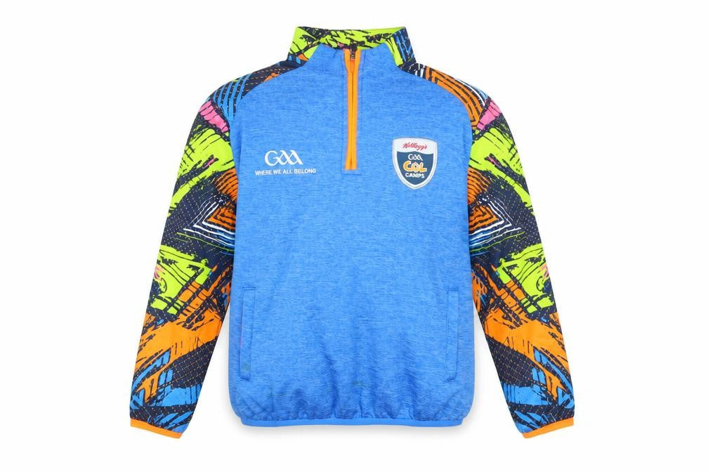 Front view of Azzurri boys’ blue 2 years 1/4 zip sports sweatshirt gaa cool camps