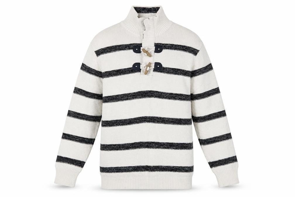 Armand Thiery Men’s White Striped Cotton Pullover Jumper L
