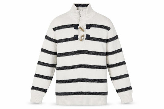 Armand Thiery Men’s White Striped Cotton Pullover Jumper L
