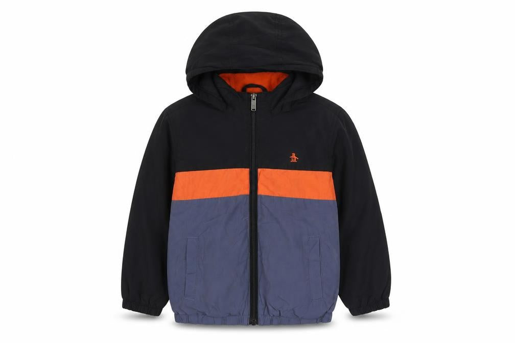Front view of Original Penguin boys’ multicoloured 6-7 years hooded puffer jacket