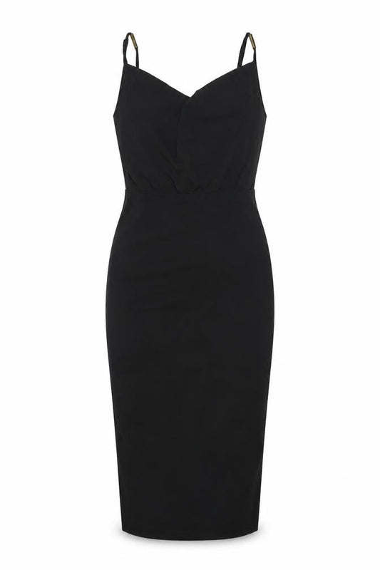 Oasis Women Black Bodycon Midi Dress Size S Sleeveless Zip Back