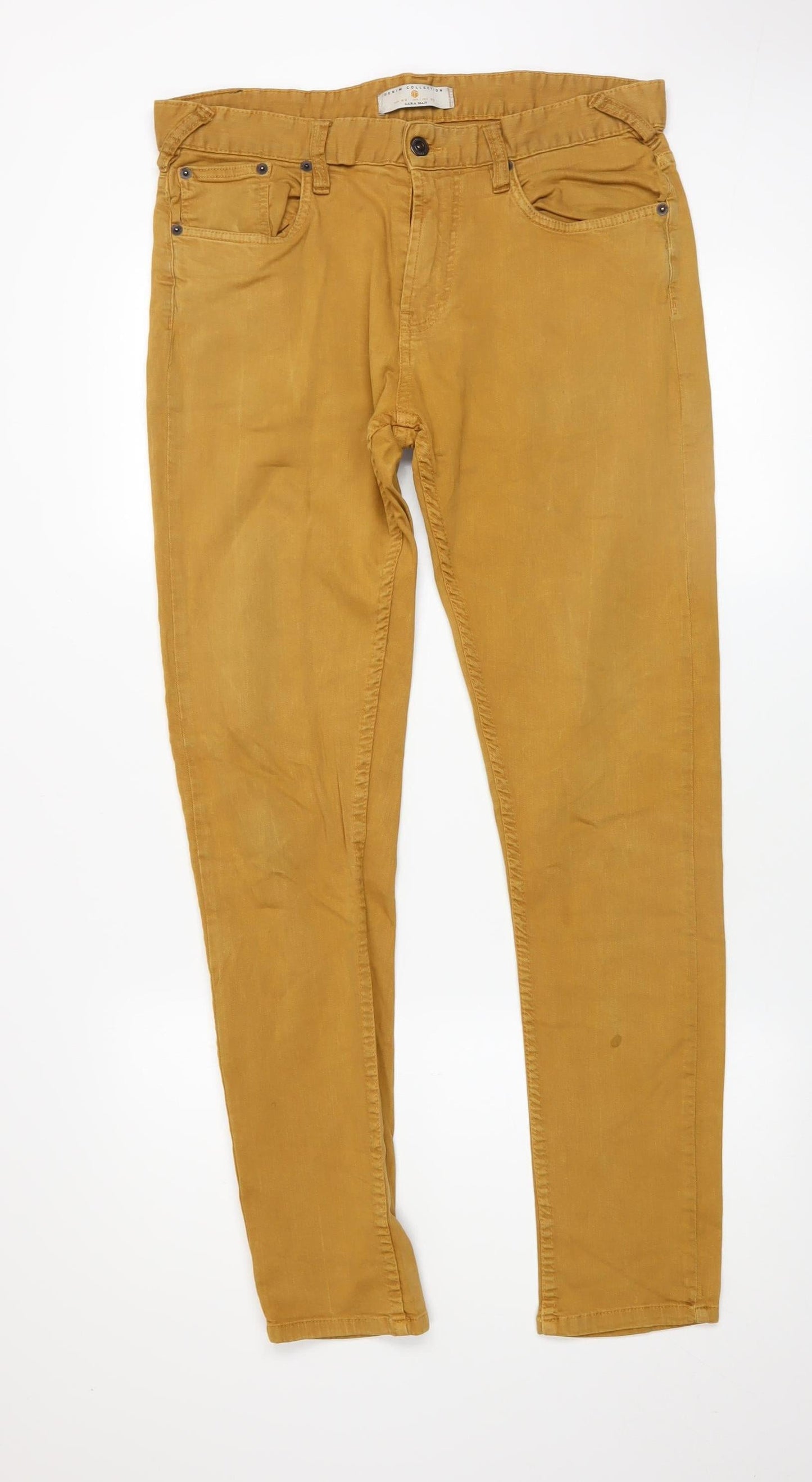 Zara Man Men's Brown 32 Slim Fit Chino Trousers Casual Cotton