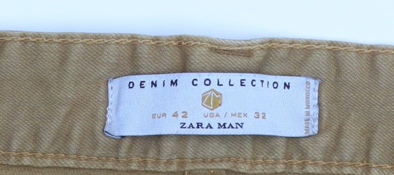 Zara Man Men's Brown 32 Slim Fit Chino Trousers Casual Cotton