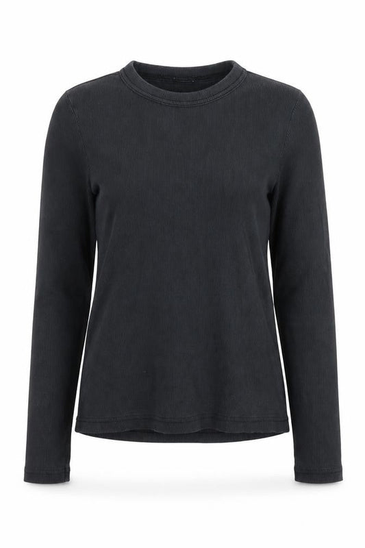 ZARA Women's Black Ribbed Long Sleeve Basic T-Shirt Size S