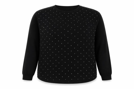 Bonmarché Women’s Black Beaded Long Sleeve Knit Top Size 18