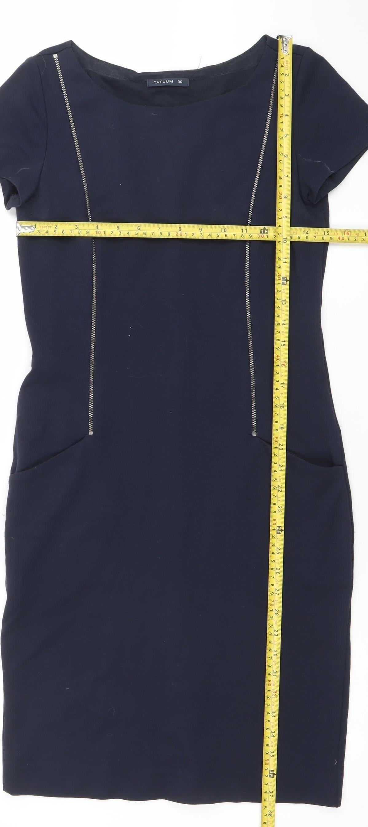 Tatuum Women's Navy Short Sleeve Sheath Dress Size 8