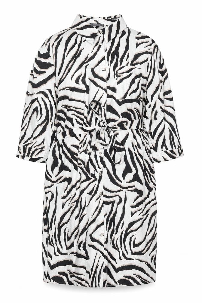 Front view of Dunnes Women’s Zebra Print Wrap Dress XL Sleeveless V-Neck