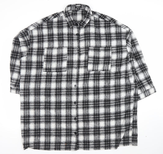 Boohoo Womens Black Check 3/4 Sleeve Shirt Dress Size 10