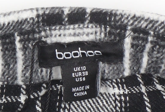 Boohoo Womens Black Check 3/4 Sleeve Shirt Dress Size 10