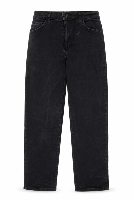 Front view of Gallery women’s black straight leg jeans uk 12 mid rise stretch denim