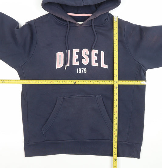Diesel Women’s Navy Pullover Hoodie Medium Cotton Blend Authentic Logo