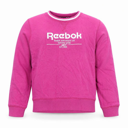 Reebok Girls Pink Logo Crew Neck Sweatshirt 8-9 Years Pullover Top