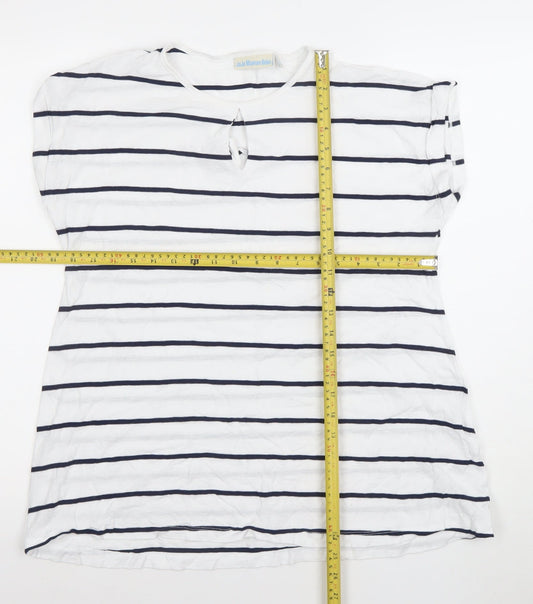 JoJo Maman Bébé Women’s White Navy Striped Maternity T-Shirt M