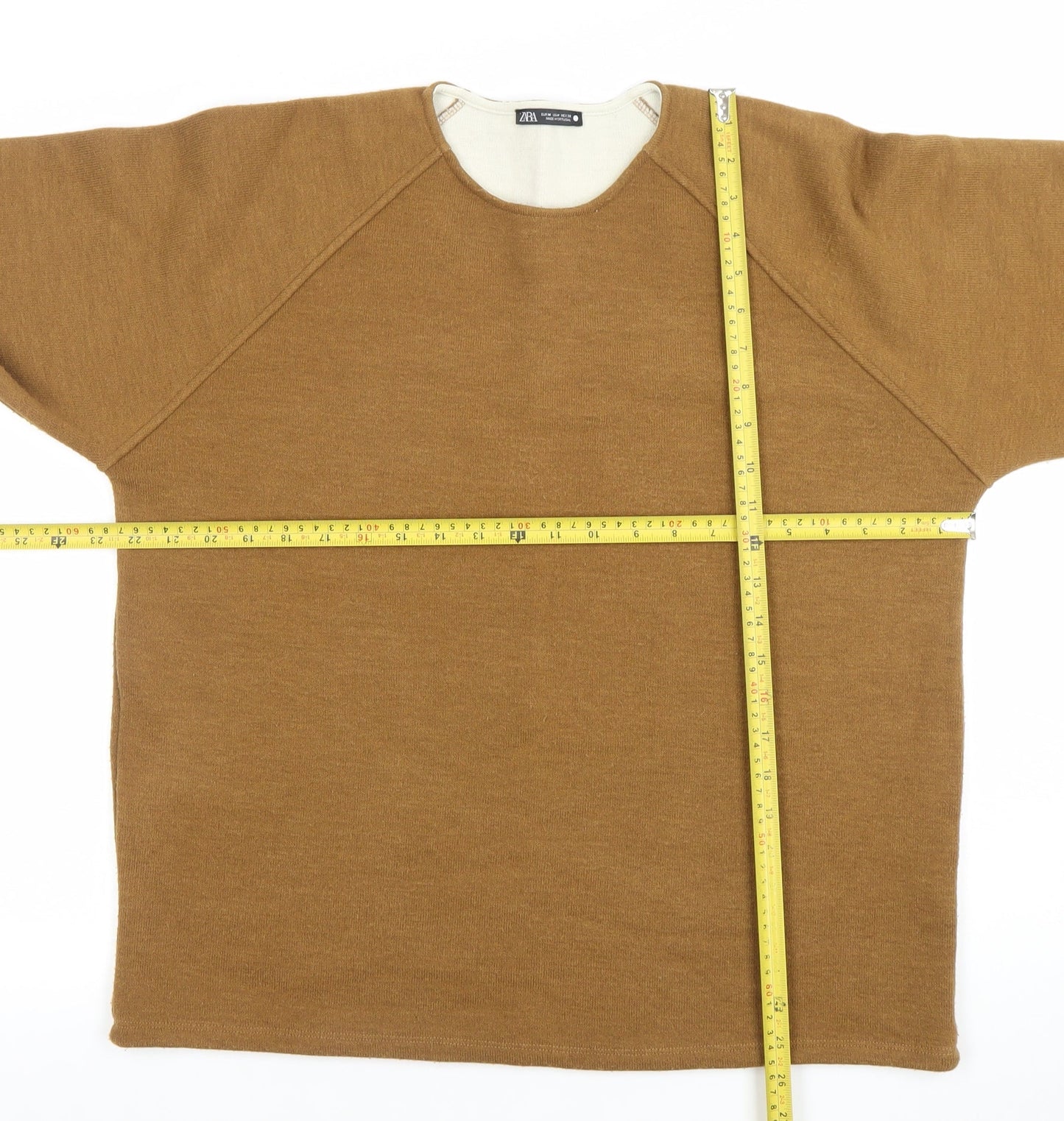 ZARA Women Brown Crew Neck Long Sleeve Pullover Jumper Size M