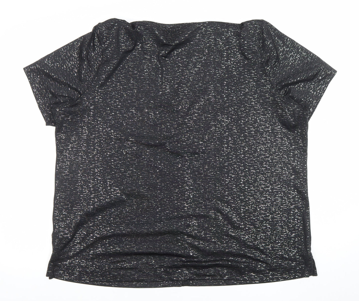 Next Women Black Metallic Short Sleeve T-Shirt Size 20