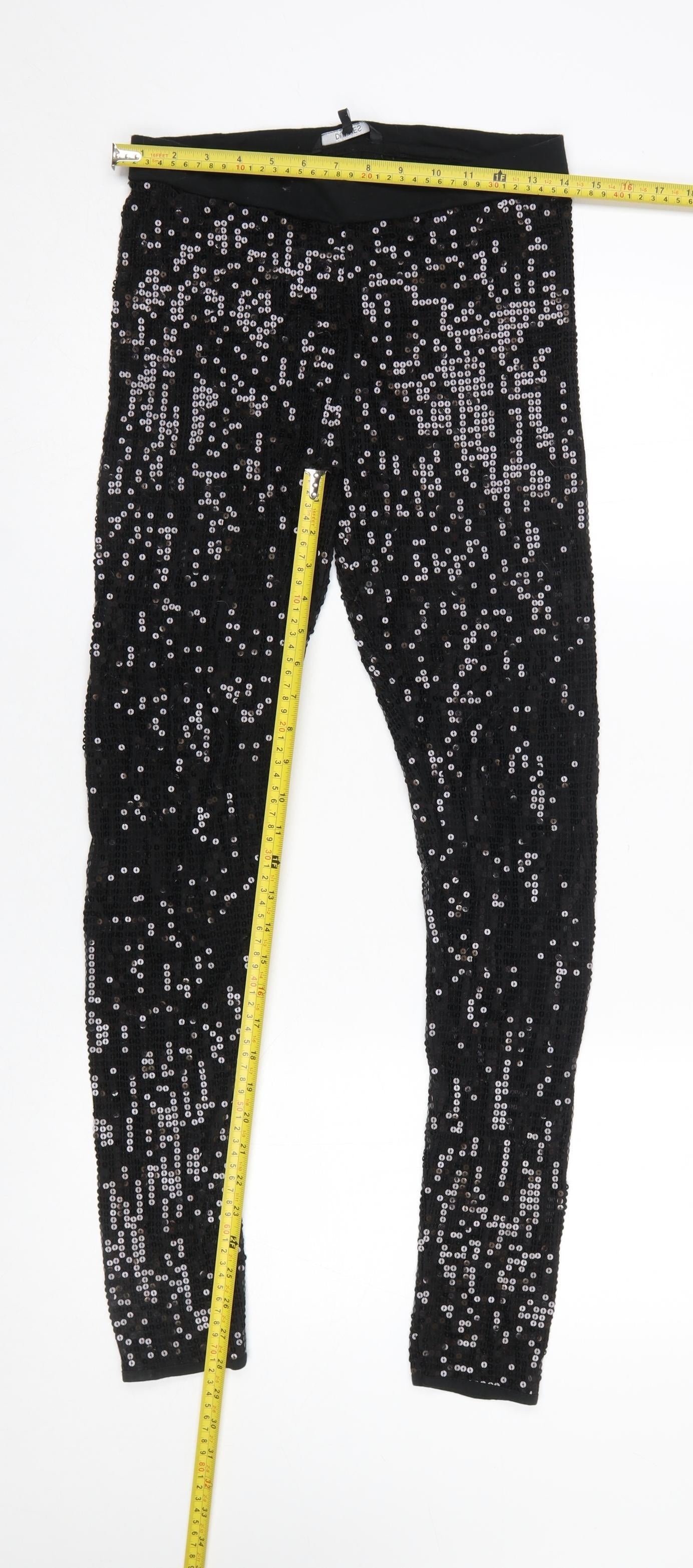 St. Bernard for Dunnes Women Black Sequin Leggings Size L Viscose
