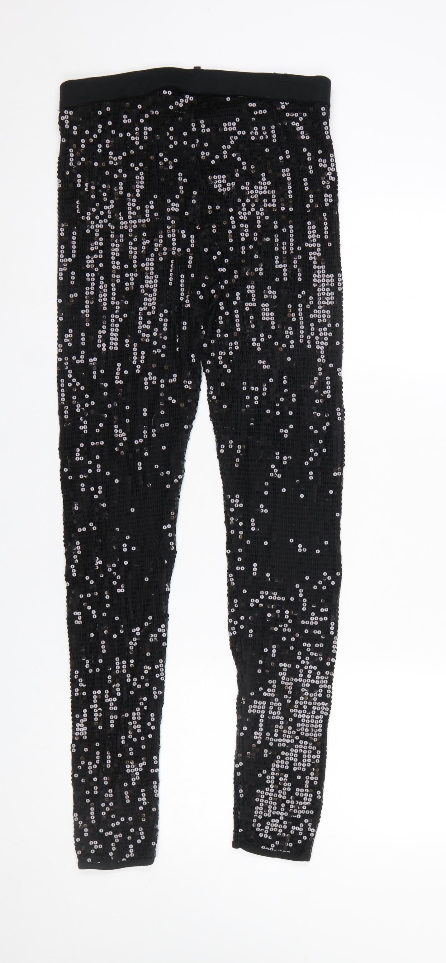 St. Bernard for Dunnes Women Black Sequin Leggings Size L Viscose