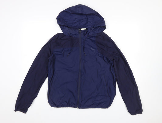 Puma Men's Blue M Windbreaker Hooded Lightweight Jacket