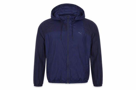 Front view of Puma Men's Blue M Windbreaker Hooded Lightweight Jacket
