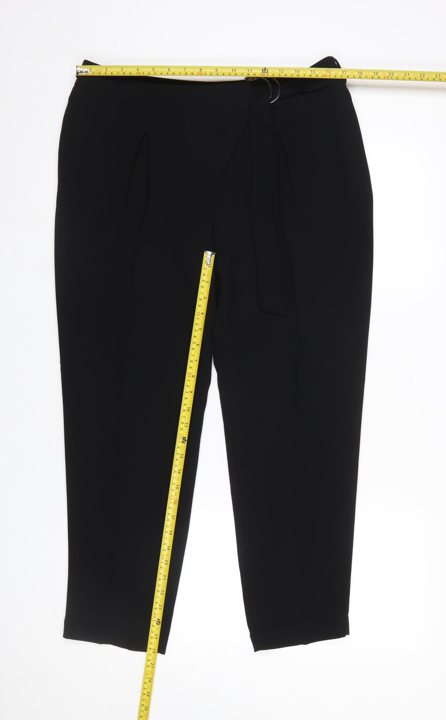 Marks and Spencer Autograph Women’s Black Pleated Belted Tapered Trousers UK 14