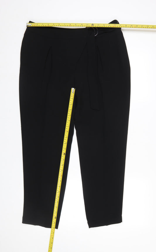 Marks and Spencer Autograph Women’s Black Pleated Belted Tapered Trousers UK 14