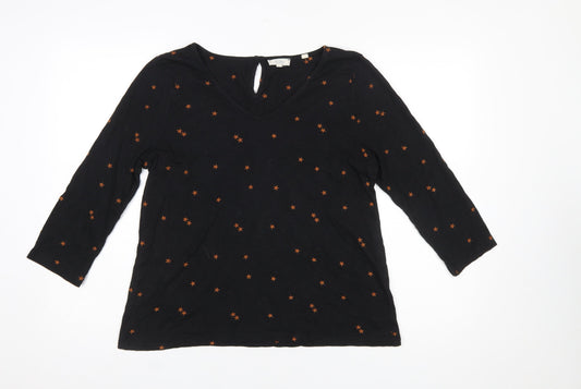 Fat Face Women’s Black Embroidered Star Tunic Blouse Size 12