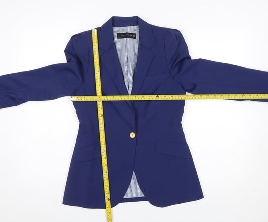 Zara Woman Blue Wool Single-Breasted Blazer XS Women’s Smart Jacket