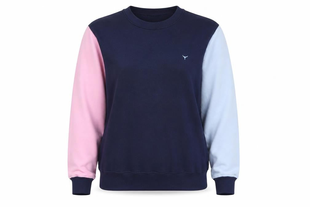 Whale of a Time Clothing Womens Navy Colourblock Sweatshirt XXS