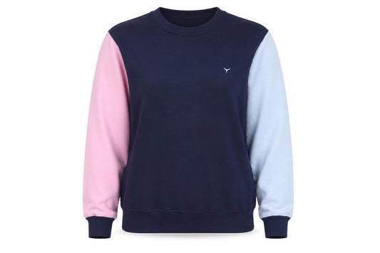 Whale of a Time Clothing Womens Navy Colourblock Sweatshirt XXS
